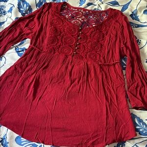 Heart Soul Crochet Lace Top Blouse Shirt Size L